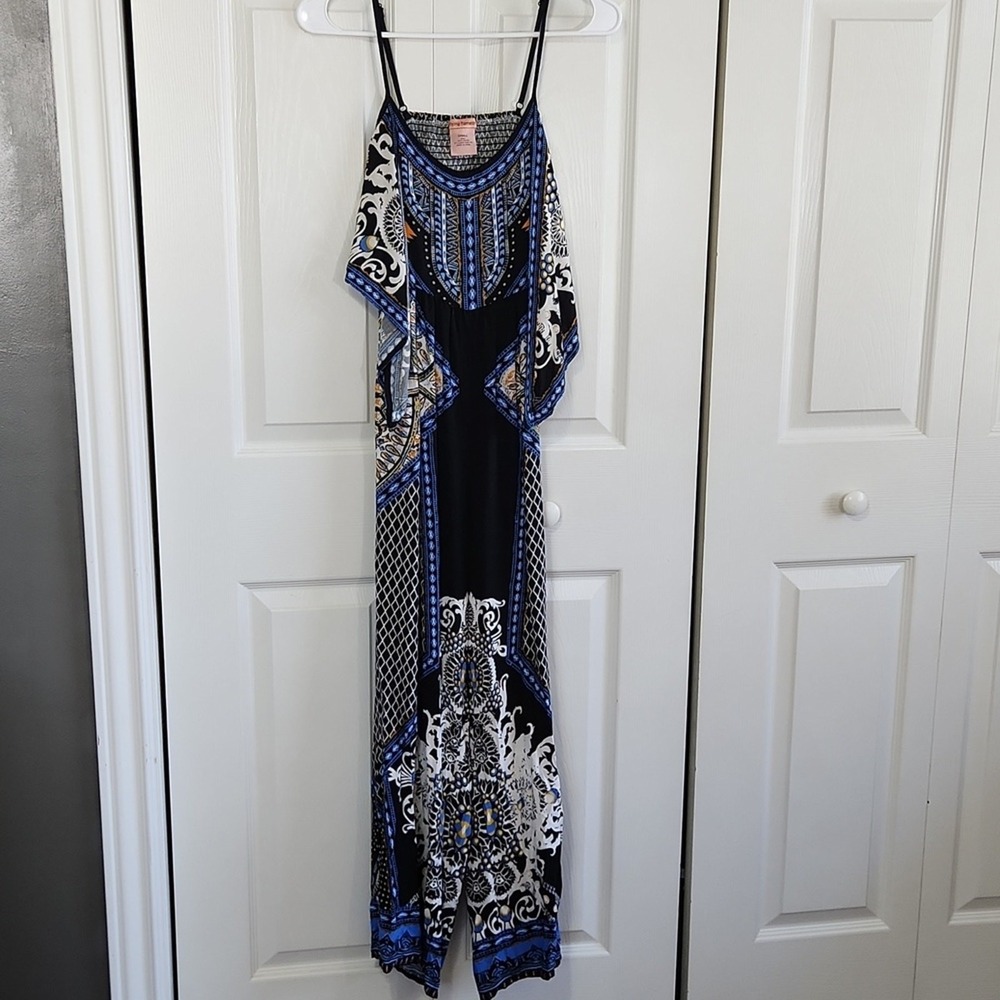 Flying Tomato Multi-colored Sleeveless Open Back Wide Leg Boho Jumpsuit Size SM